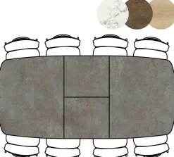 Masura ovale uitschuiftafel met metalen poot 180(+60)x110cm