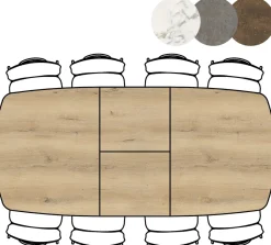 Masura ovale uitschuiftafel met metalen poot 180(+60)x110cm