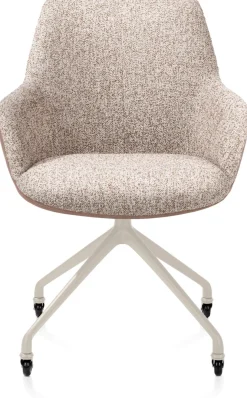 Mats, armstoel aluminium frame wielen creme - combi Pala cognac + Luton koper