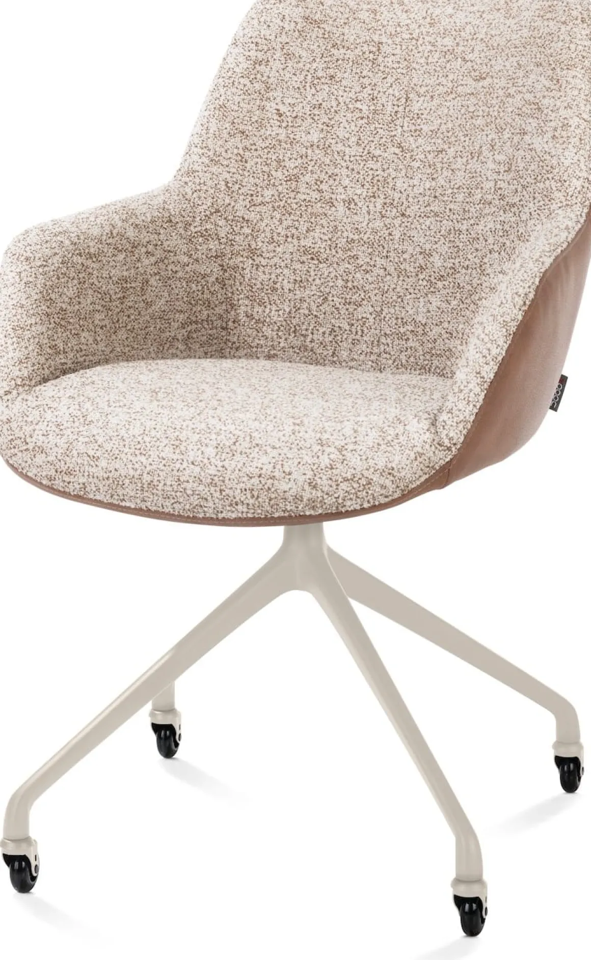 Mats, armstoel aluminium frame wielen creme - combi Pala cognac + Luton koper