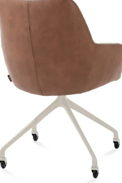 Mats, armstoel aluminium frame wielen creme - combi Pala cognac + Luton koper