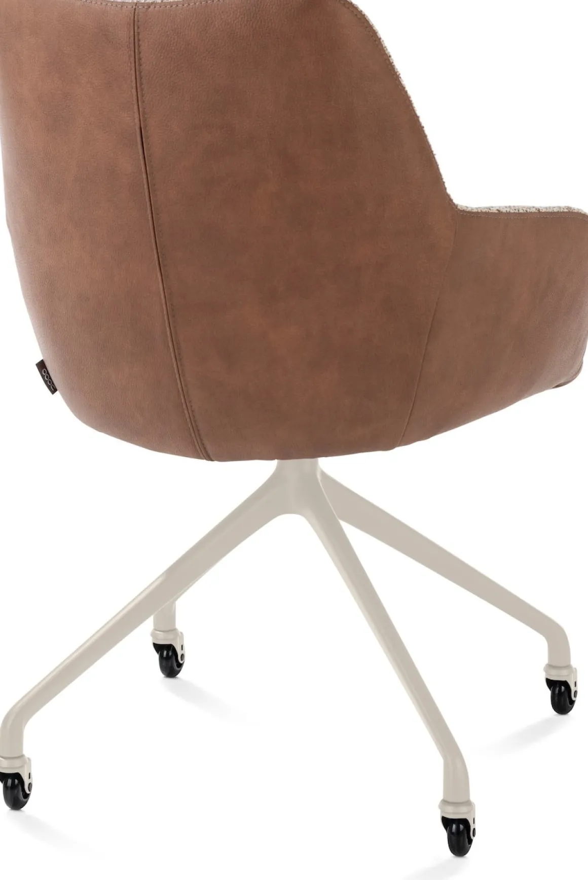 Mats, armstoel aluminium frame wielen creme - combi Pala cognac + Luton koper