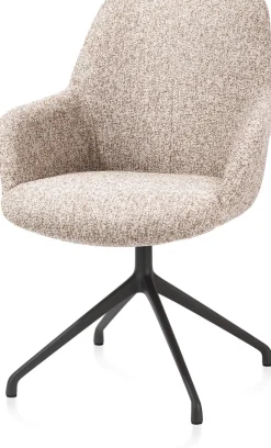 Mats, armstoel aluminium frame 4-poots - draaibaar rough off black - stof Luton - koper