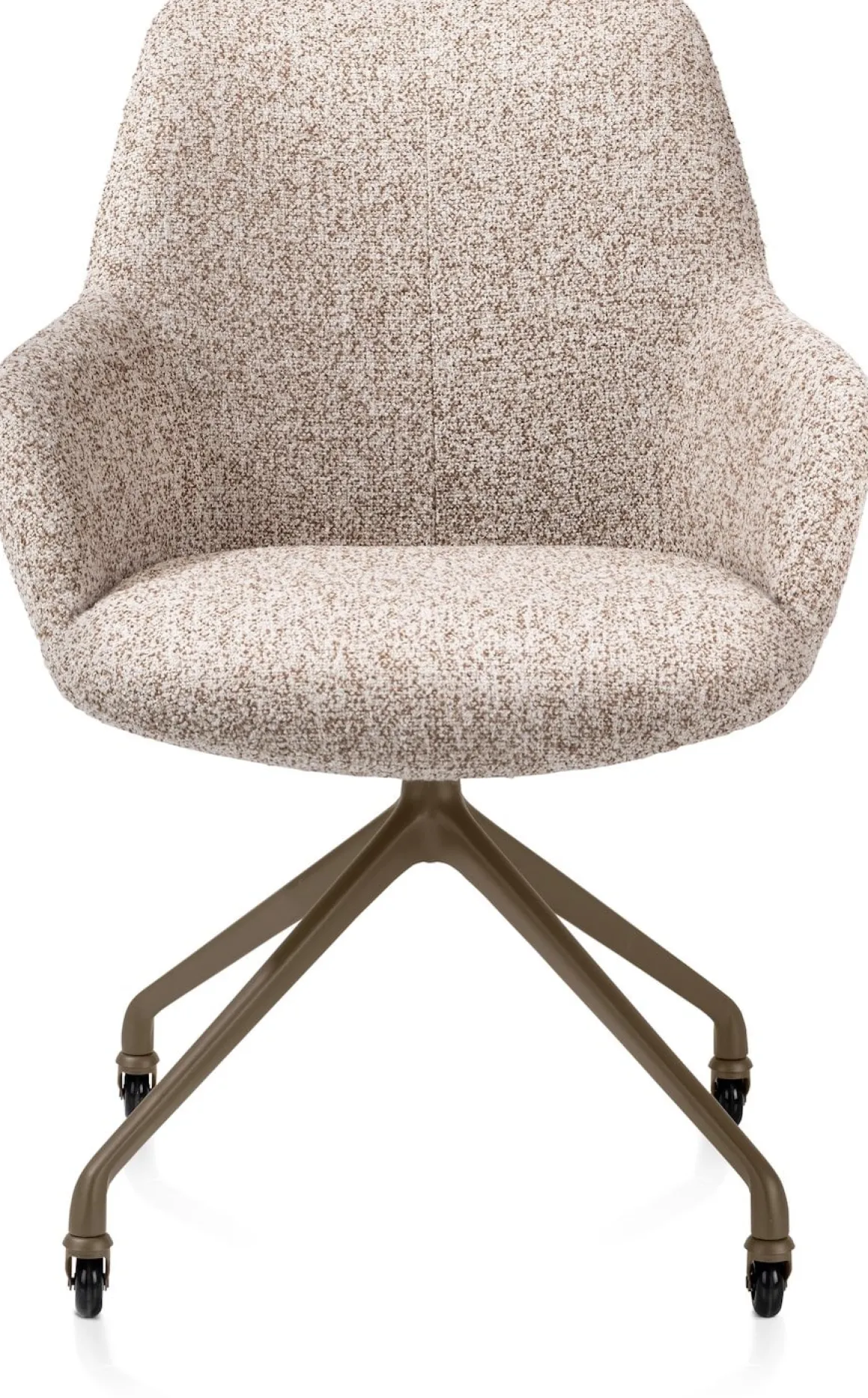 Mats, armstoel aluminium frame wielen steelbrown - stof Luton - koper