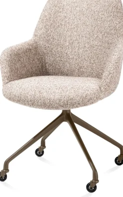 Mats, armstoel aluminium frame wielen steelbrown - stof Luton - koper