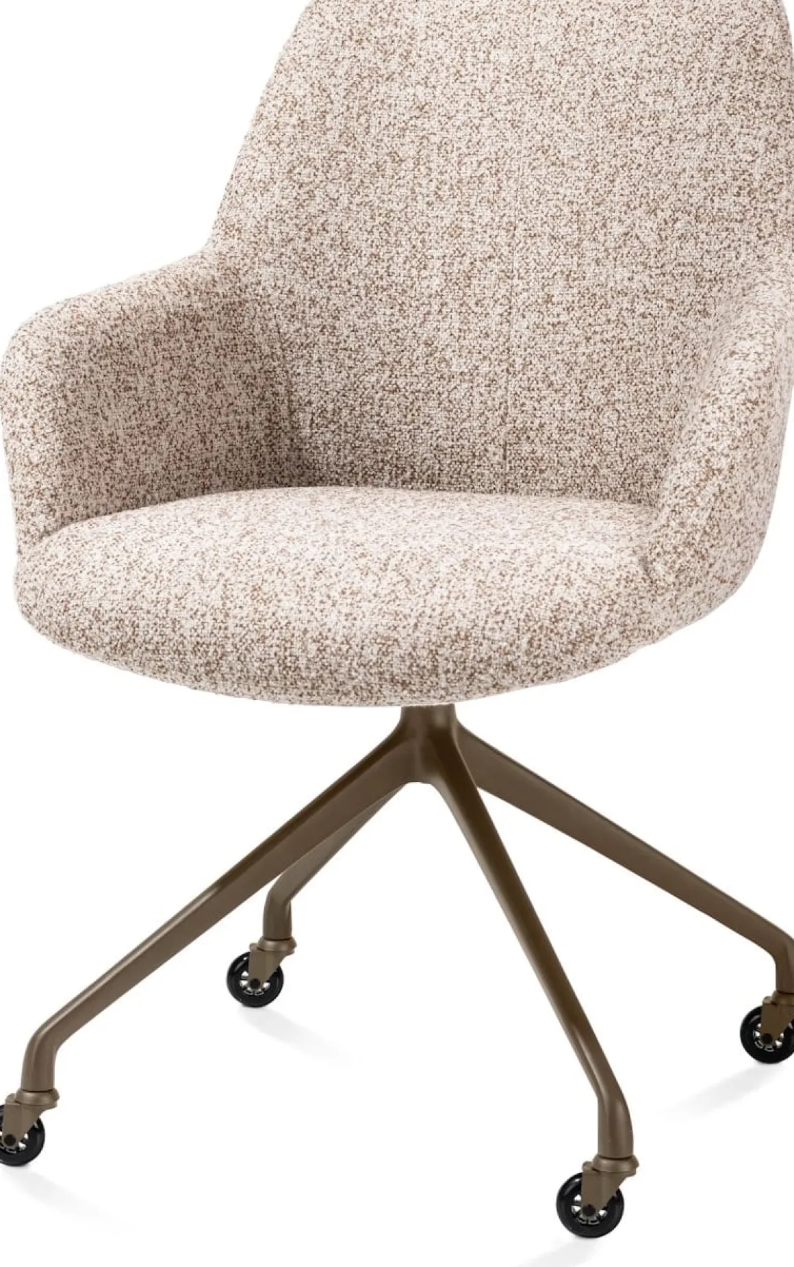 Mats, armstoel aluminium frame wielen steelbrown - stof Luton - koper