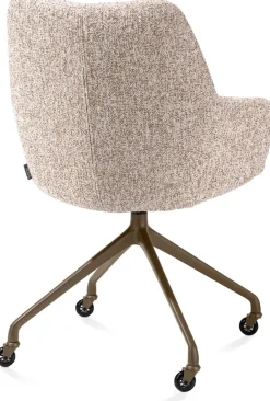 Mats, armstoel aluminium frame wielen steelbrown - stof Luton - koper