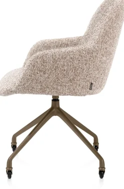 Mats, armstoel aluminium frame wielen steelbrown - stof Luton - koper