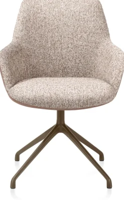 Mats, armstoel aluminium frame 4-poots - draaibaar steelbrown - Pala cognac + Luton koper