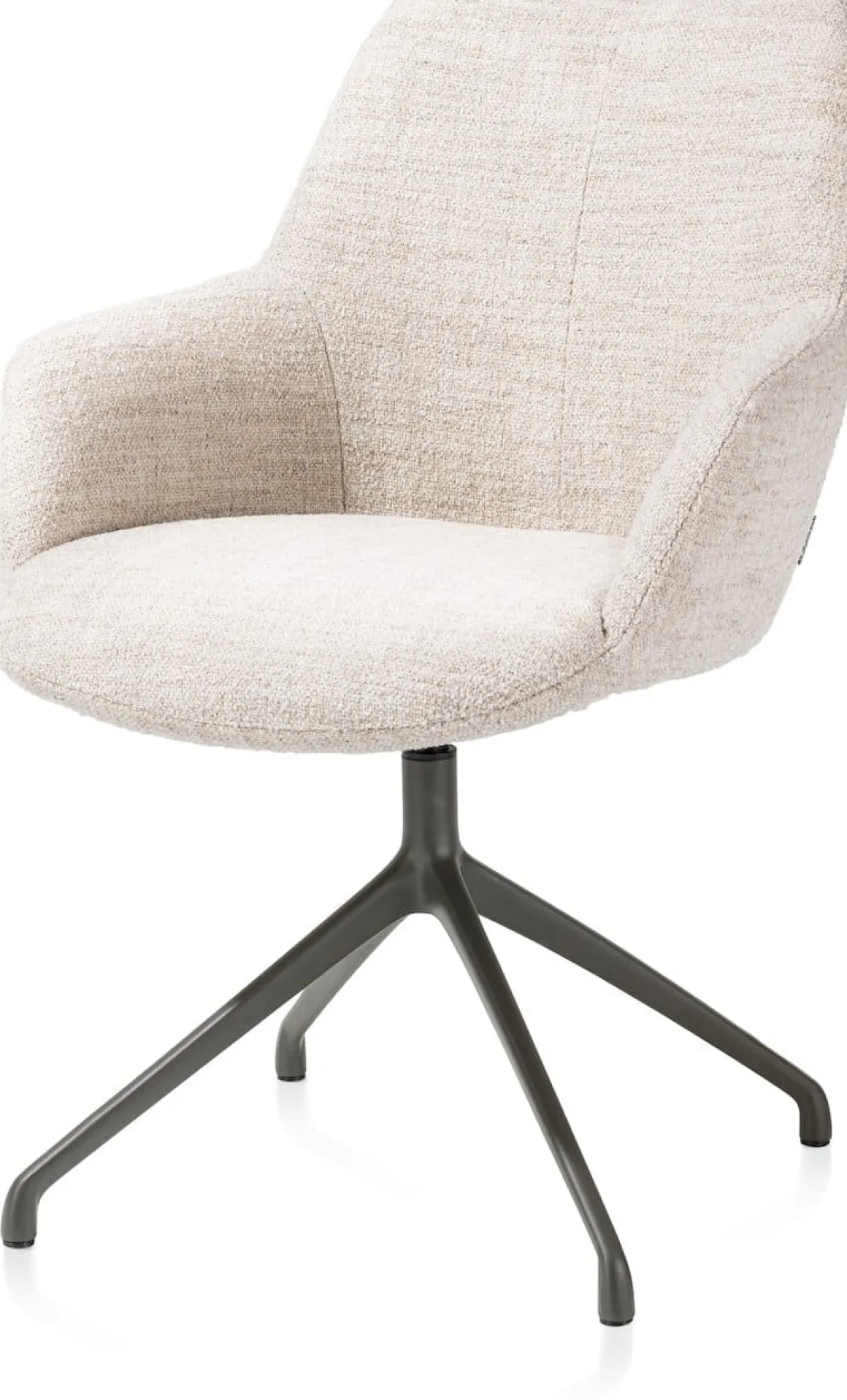 Mats, armstoel aluminium frame 4-poots - draaibaar grafiet - stof Luton - Creme