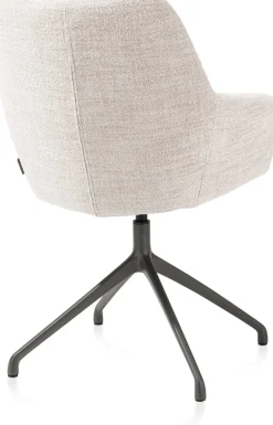 Mats, armstoel aluminium frame 4-poots - draaibaar grafiet - stof Luton - Creme