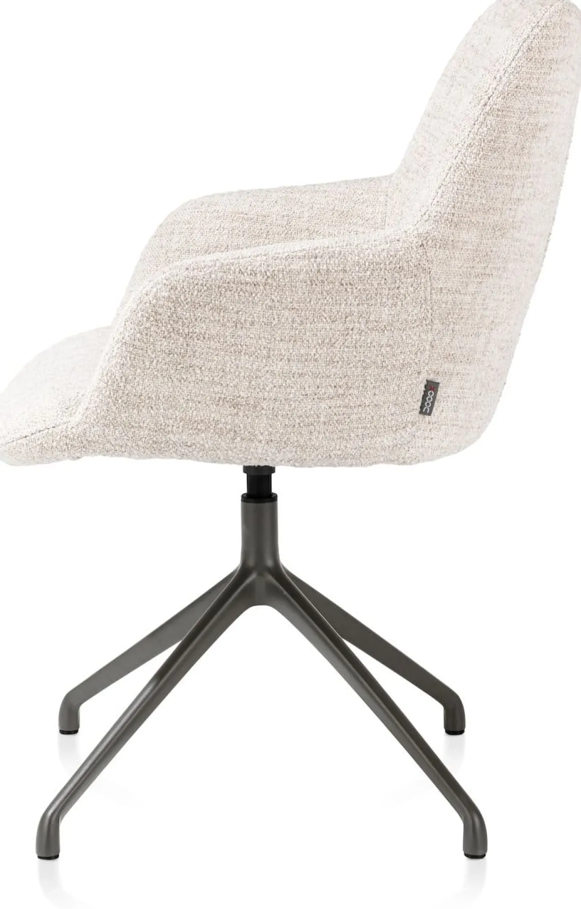 Mats, armstoel aluminium frame 4-poots - draaibaar grafiet - stof Luton - Creme