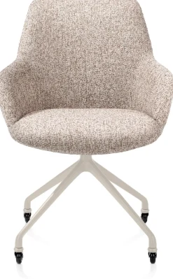 Mats, armstoel aluminium frame wielen creme - stof Luton - koper