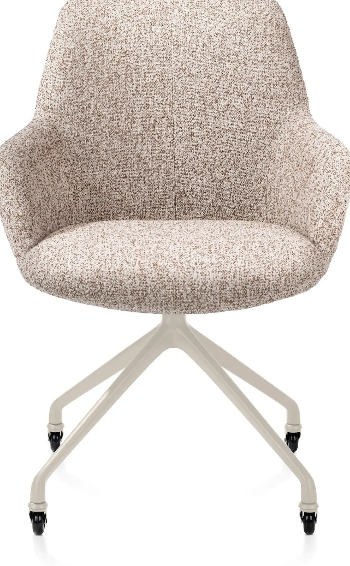 Mats, armstoel aluminium frame wielen creme - stof Luton - koper