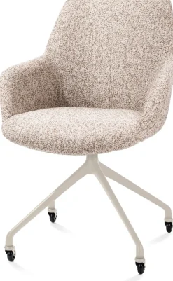 Mats, armstoel aluminium frame wielen creme - stof Luton - koper