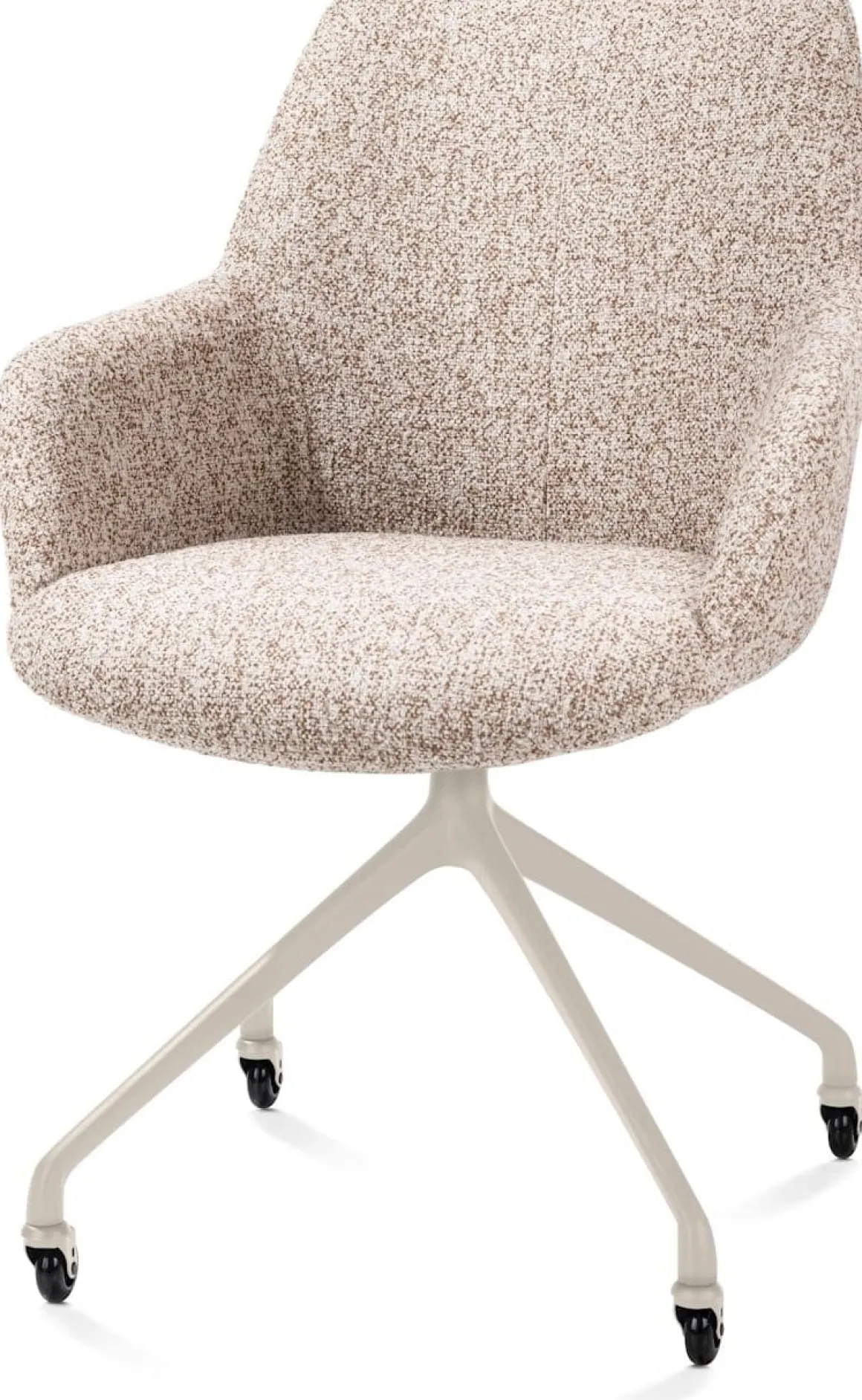 Mats, armstoel aluminium frame wielen creme - stof Luton - koper