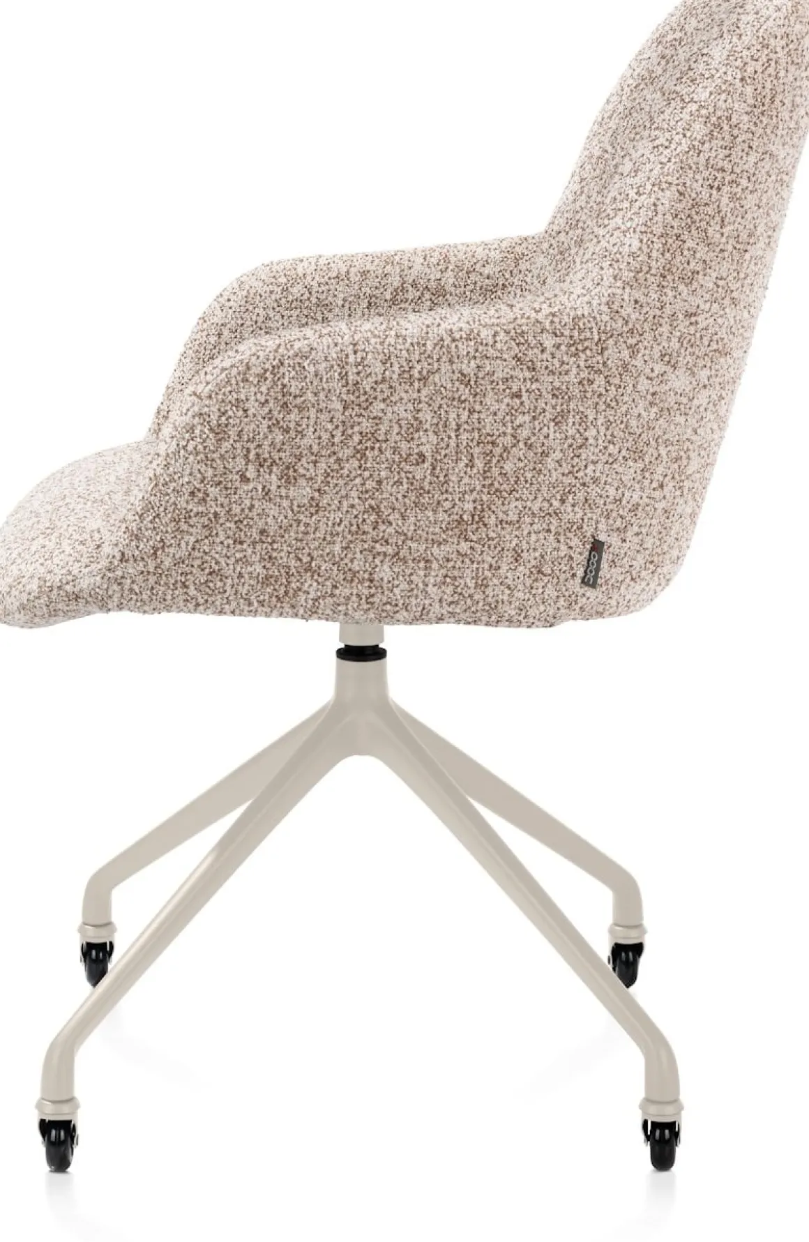 Mats, armstoel aluminium frame wielen creme - stof Luton - koper