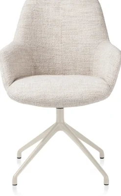 Mats, armstoel aluminium frame 4-poots - draaibaar creme - stof Luton - Creme