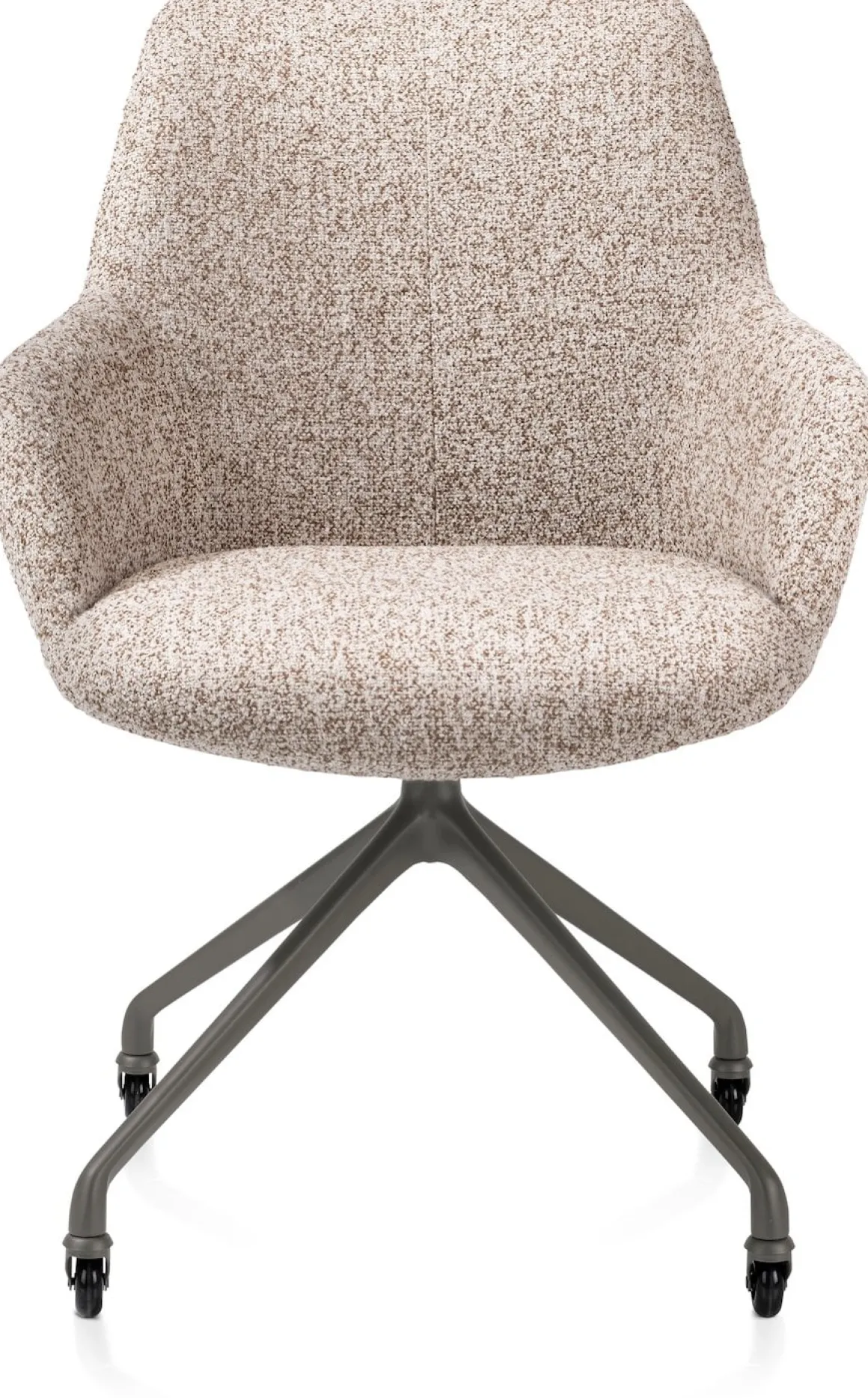 Mats, armstoel aluminium frame wielen grafiet - stof Luton crème - koper