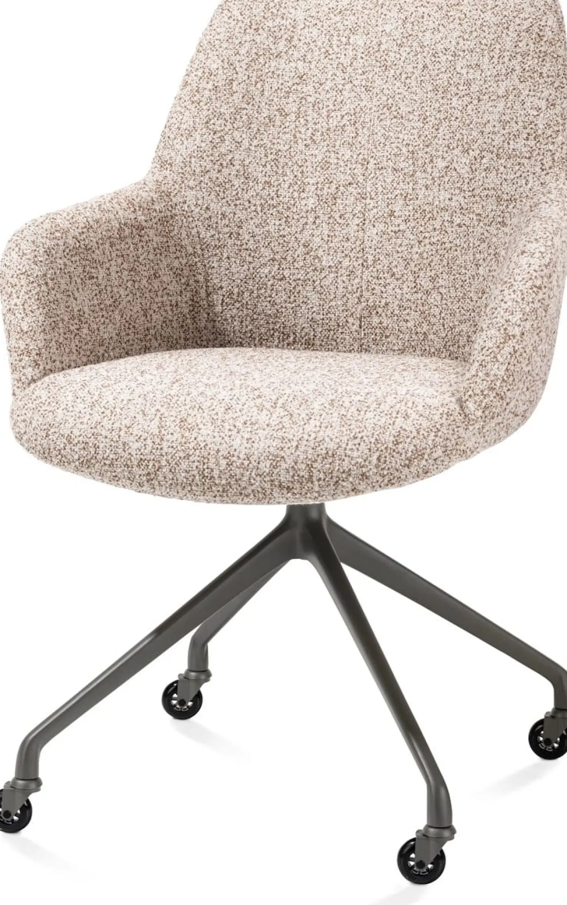 Mats, armstoel aluminium frame wielen grafiet - stof Luton crème - koper