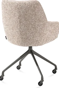 Mats, armstoel aluminium frame wielen grafiet - stof Luton crème - koper