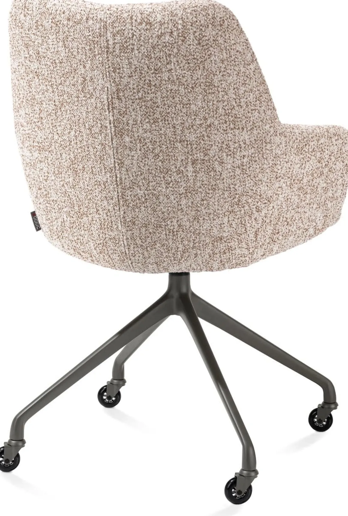 Mats, armstoel aluminium frame wielen grafiet - stof Luton crème - koper