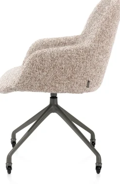 Mats, armstoel aluminium frame wielen grafiet - stof Luton crème - koper