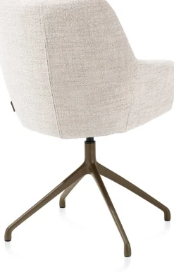 Mats, armstoel aluminium frame 4-poots - draaibaar steelbrown - stof Luton - Creme