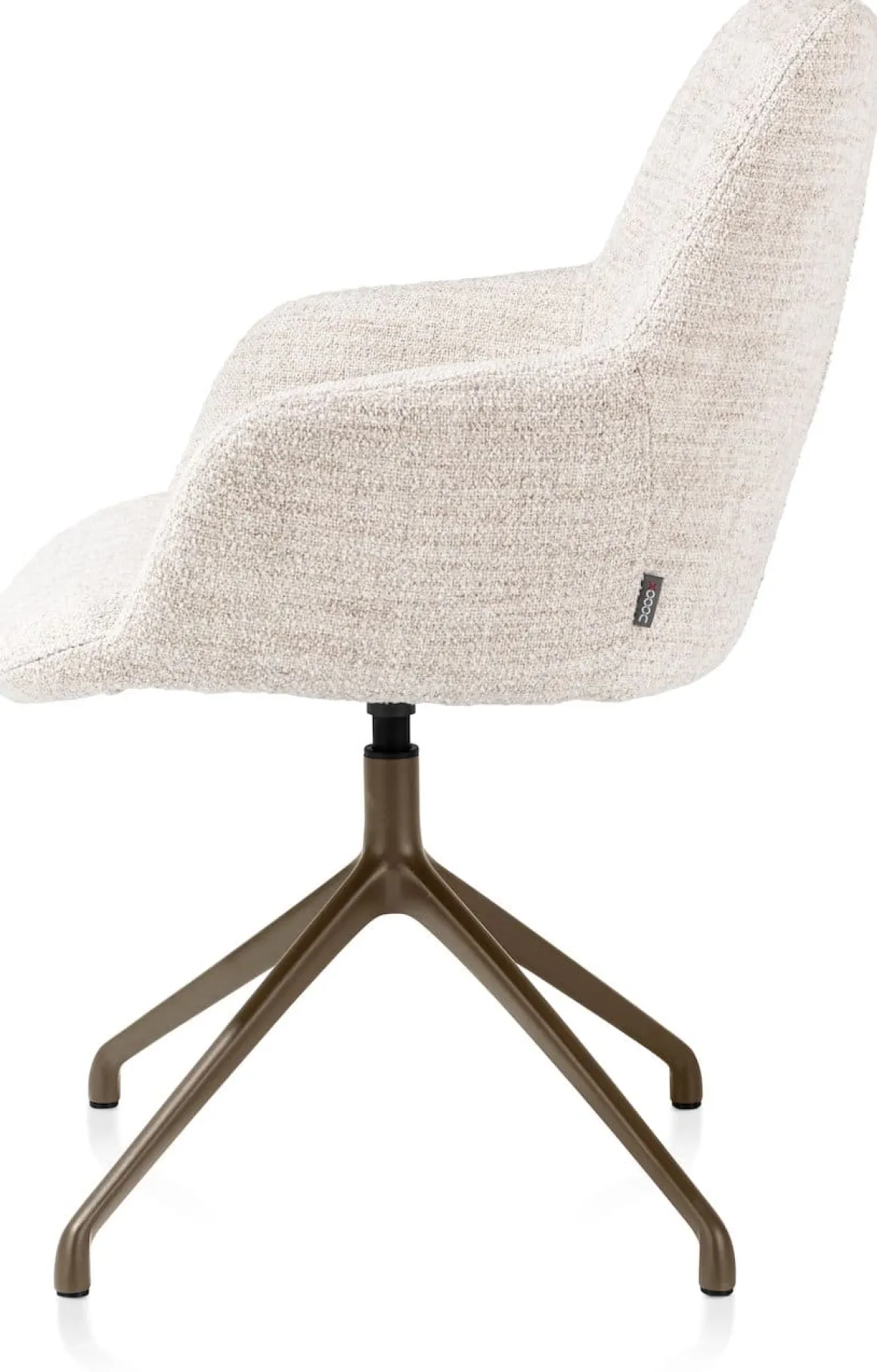 Mats, armstoel aluminium frame 4-poots - draaibaar steelbrown - stof Luton - Creme