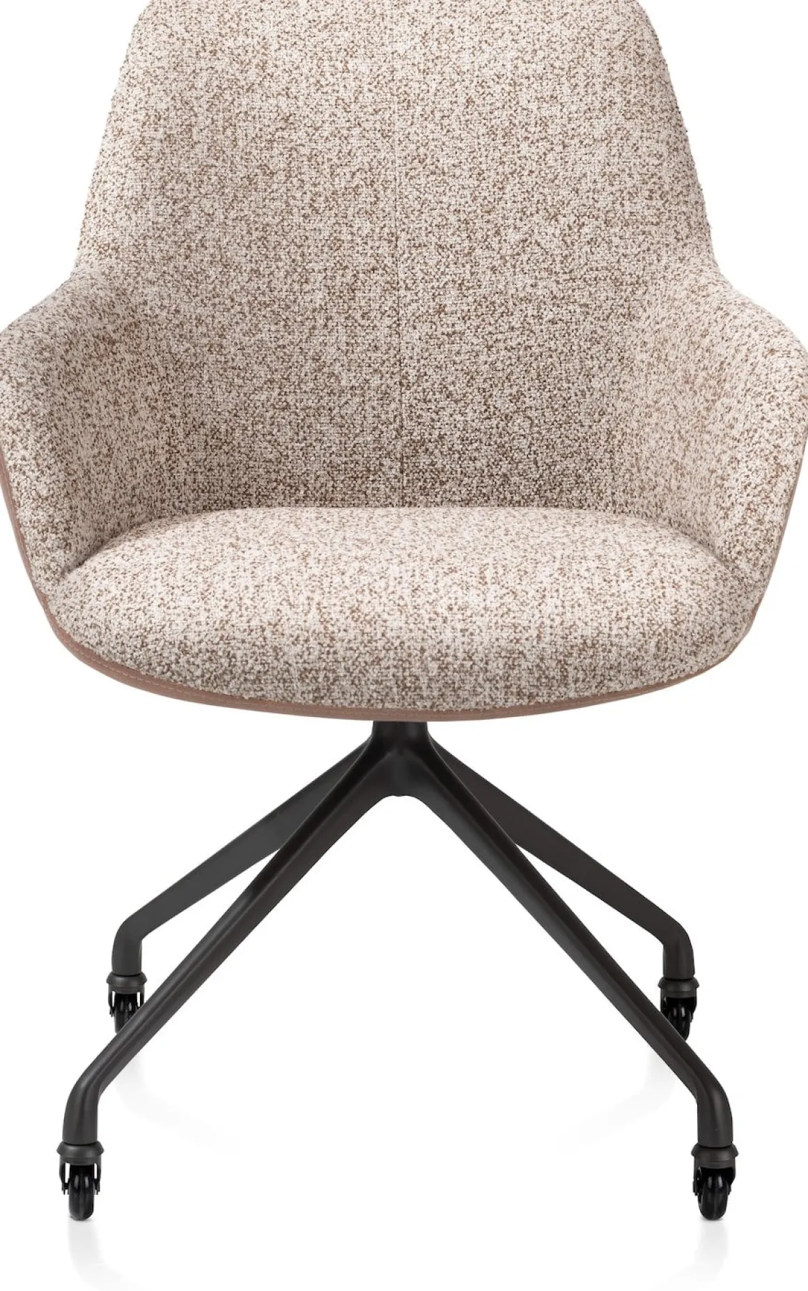 Mats, armstoel aluminium frame wielen rough off black - combi Pala cognac + Luton koper