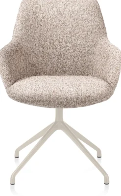 Mats, armstoel aluminium frame 4-poots - draaibaar creme - stof Luton - koper