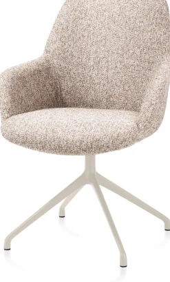 Mats, armstoel aluminium frame 4-poots - draaibaar creme - stof Luton - koper