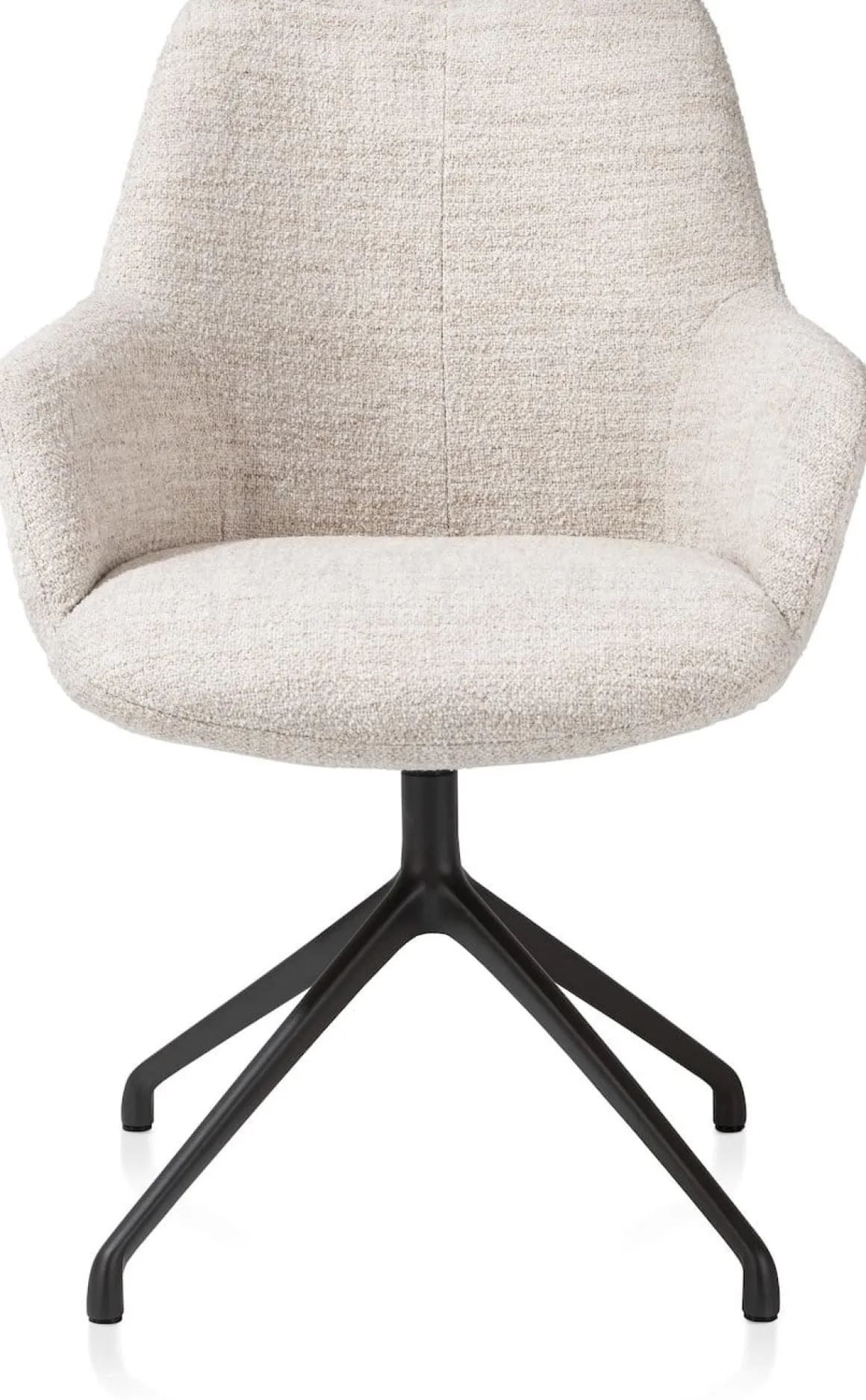 Mats, armstoel aluminium frame 4-poots - draaibaar rough off black - stof Luton - Creme