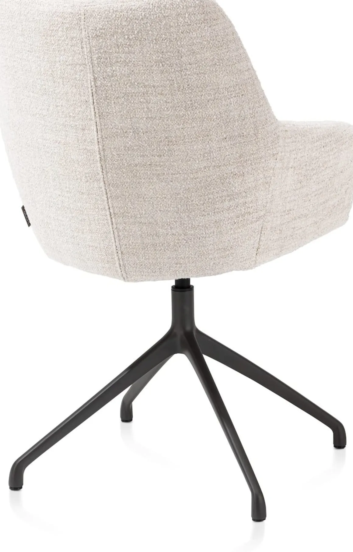 Mats, armstoel aluminium frame 4-poots - draaibaar rough off black - stof Luton - Creme