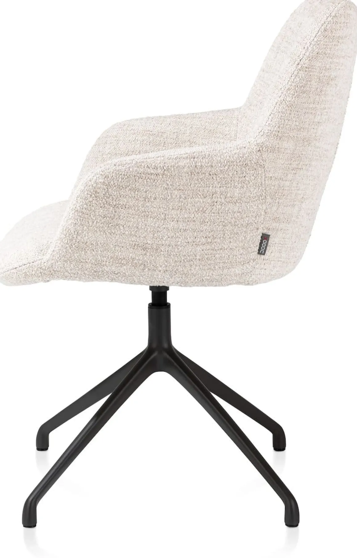 Mats, armstoel aluminium frame 4-poots - draaibaar rough off black - stof Luton - Creme