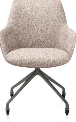 Mats, armstoel aluminium frame wielen grafiet - combi Pala cognac + Luton koper