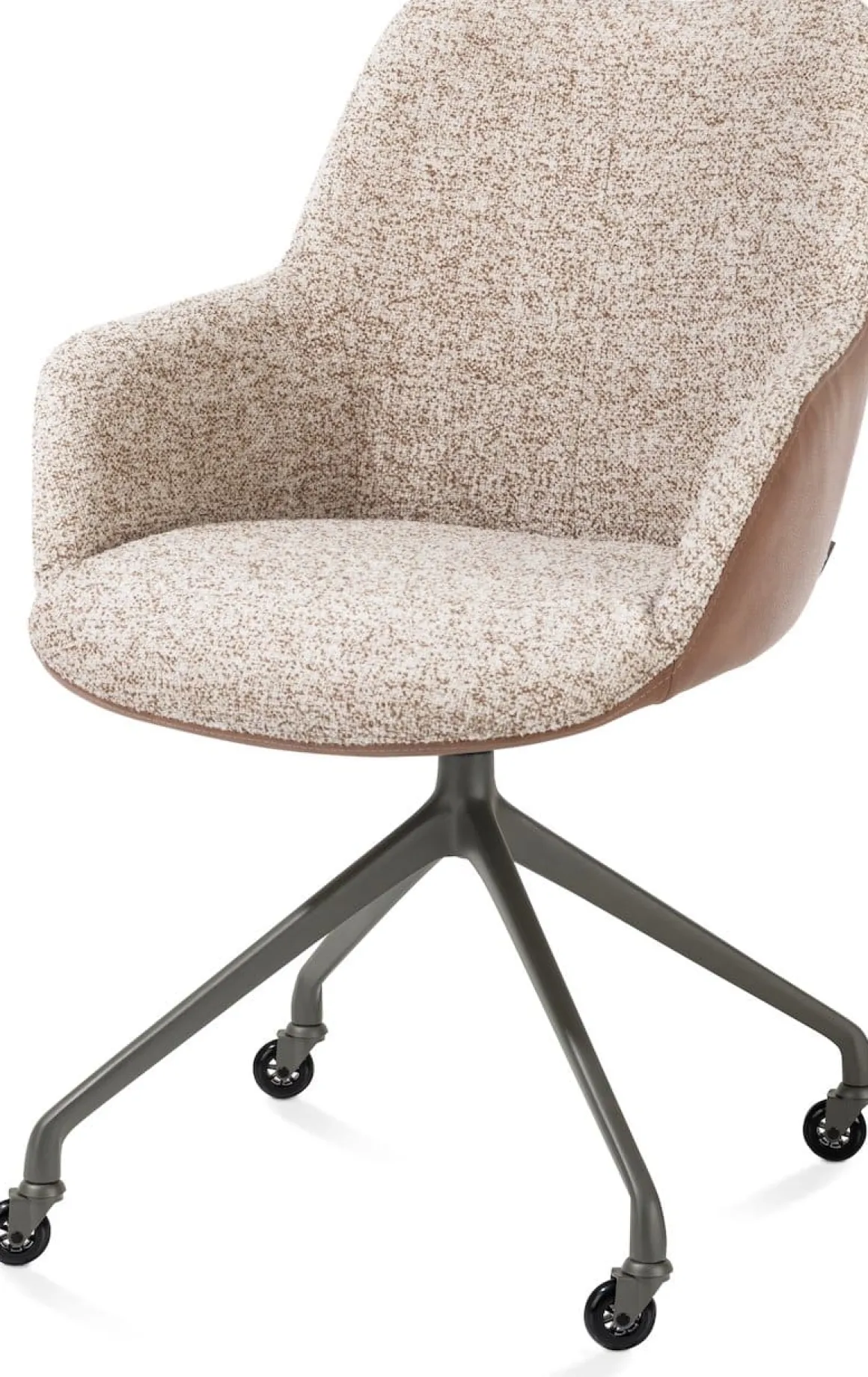 Mats, armstoel aluminium frame wielen grafiet - combi Pala cognac + Luton koper