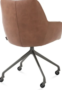 Mats, armstoel aluminium frame wielen grafiet - combi Pala cognac + Luton koper