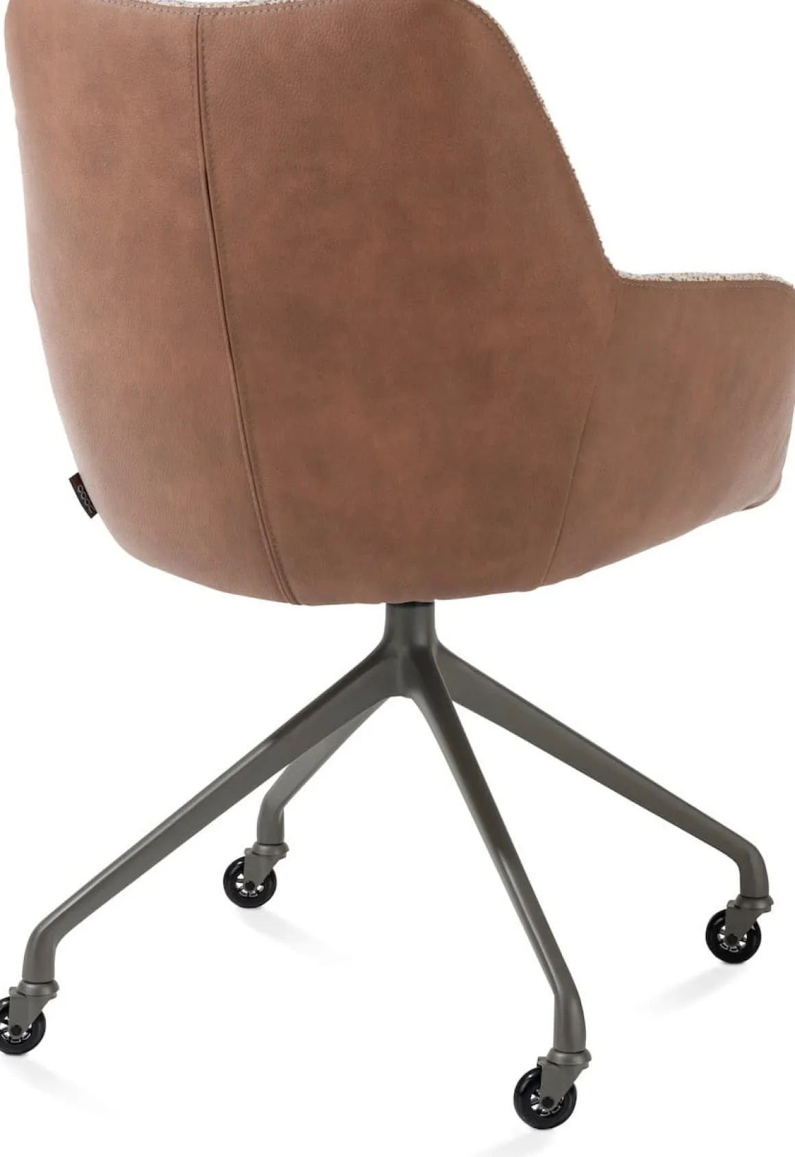 Mats, armstoel aluminium frame wielen grafiet - combi Pala cognac + Luton koper