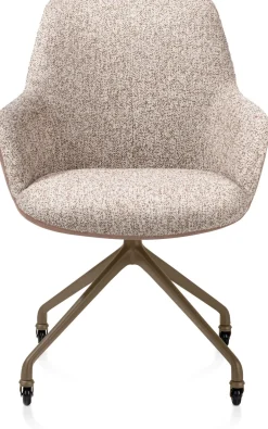 Mats, armstoel aluminium frame wielen steelbrown - combi Pala cognac + Luton koper