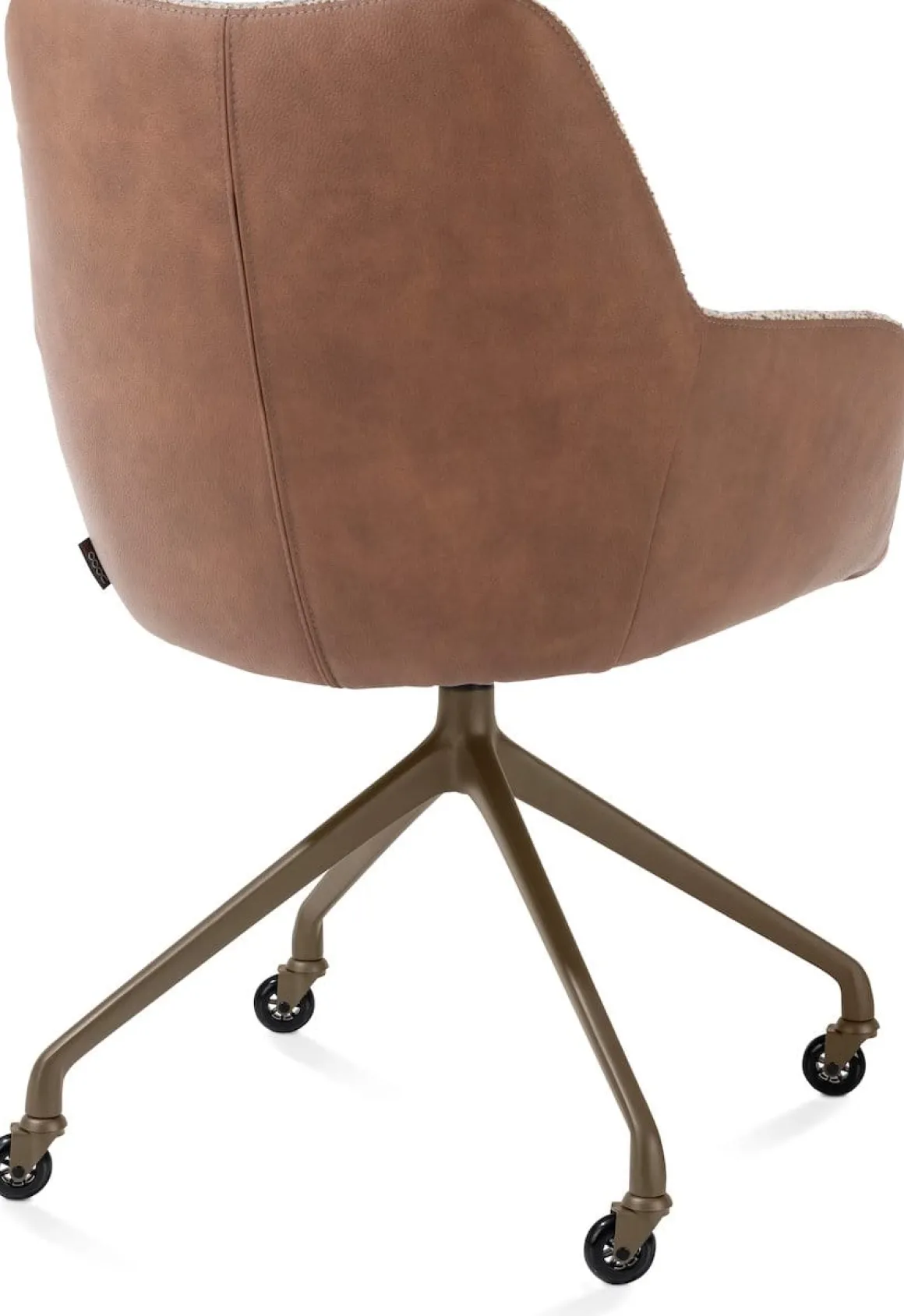 Mats, armstoel aluminium frame wielen steelbrown - combi Pala cognac + Luton koper