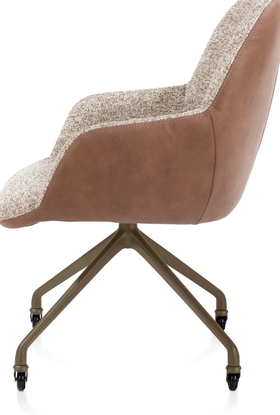 Mats, armstoel aluminium frame wielen steelbrown - combi Pala cognac + Luton koper