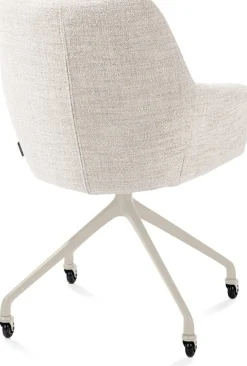 Mats, armstoel aluminium frame wielen creme - stof Luton - Creme