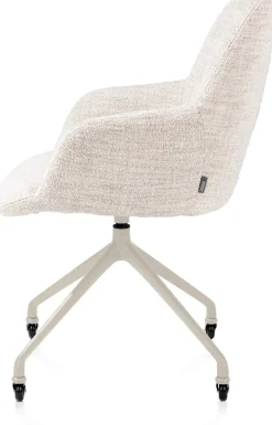 Mats, armstoel aluminium frame wielen creme - stof Luton - Creme