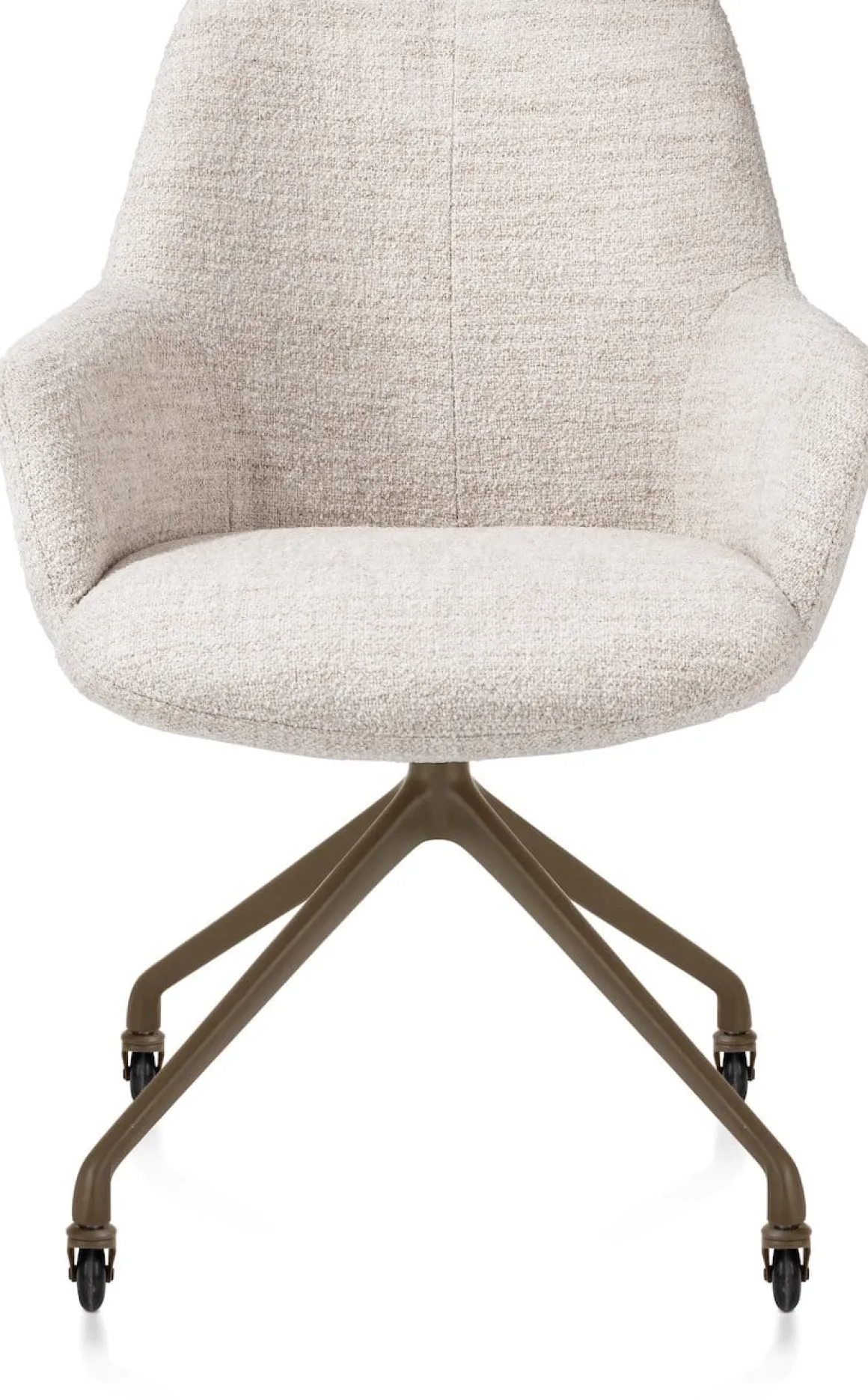 Mats, armstoel aluminium frame wielen steelbrown - stof Luton - Creme