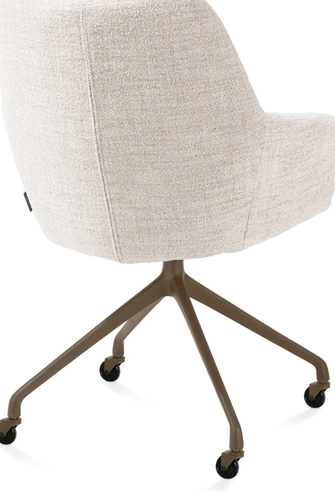 Mats, armstoel aluminium frame wielen steelbrown - stof Luton - Creme