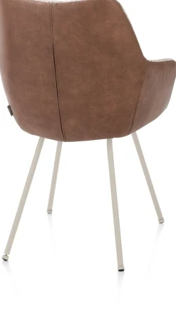 Mats, armstoel 4-poots - creme - combi Pala cognac + Luton koper