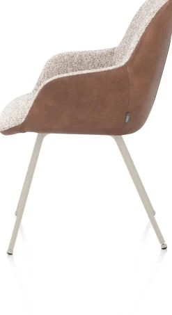 Mats, armstoel 4-poots - creme - combi Pala cognac + Luton koper