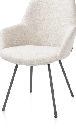 Mats, armstoel 4-poots - grafiet - stof Luton - Creme