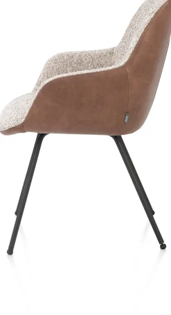 Mats, armstoel 4-poots - grafiet - combi Pala cognac + Luton koper